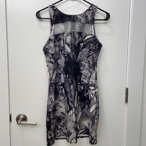 Abstract Patterned Black Gray Cocktail Dress